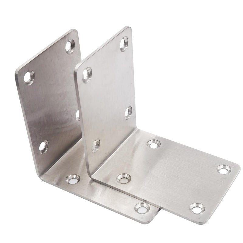 Hyever Stainless Steel L Brackets, 2.7"x2.7"x2" Heavy Duty Corner Braces, 90 Degree Angle Braces for Wood Furniture, Shelves, Beds & DIY Projects, Rust-Resistant Metal Bracket with Screws (Pack of 6) - Image 3